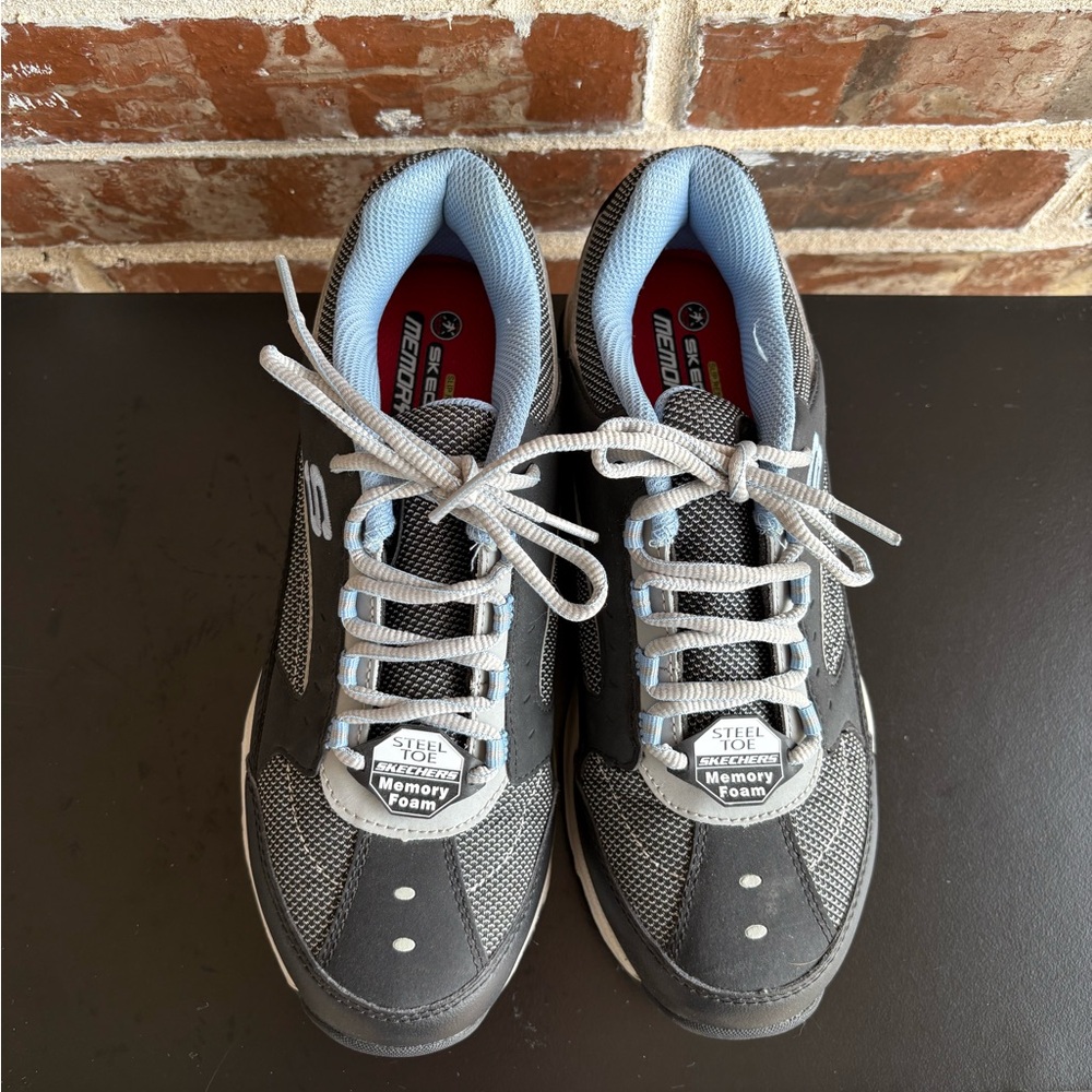 Sketchers Work: Biscoe Steel Toe Safety Shoes Size 9 Blue Black Memory Foam - Picture 4 of 14